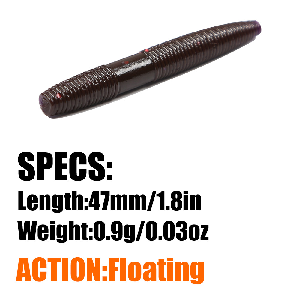 Soft Worm Floating Ned Rig Lure Artificial Soft Bait 10-Piece Without Hooks for Bass and Mandarin Fish in Black Pit – Worms & Grubs – view 4