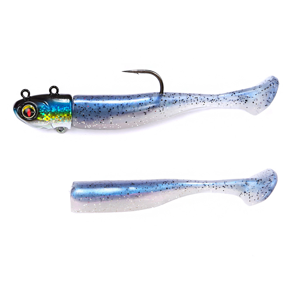 Lead Sea Fishing Jig Head Hook + T-Tail Soft Bait Set Long-Range Lure Soft Worm Bait for Sea Bass – Worms & Grubs – view 1