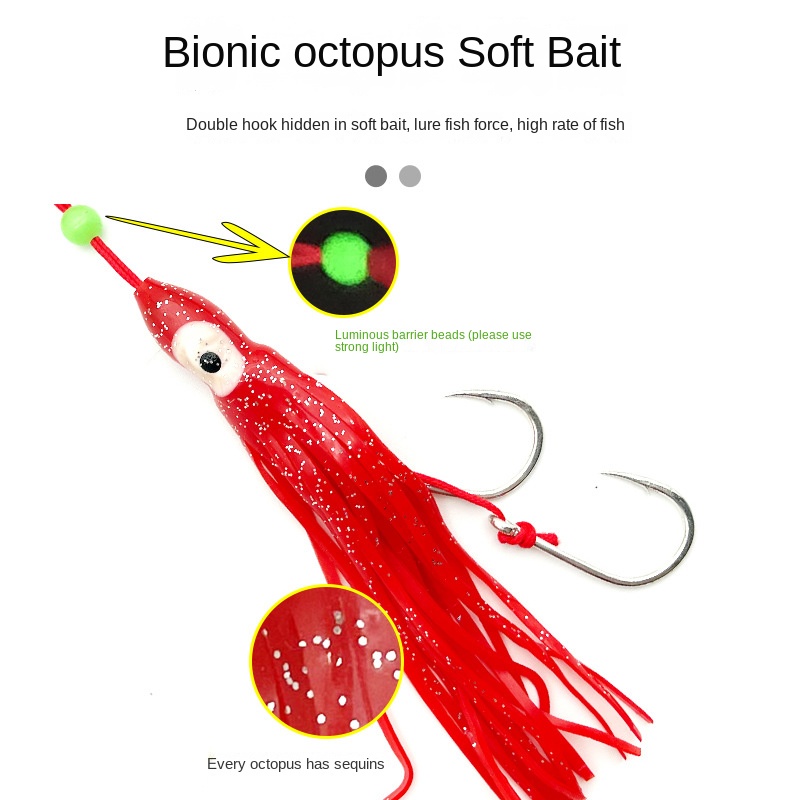 Lure Metal Jig Full-Water-Column Slow-Roll Octopus Bionic Bait Laser Lead Fish Soft Bait Double-Hook Artificial Bait Saltwater – Fishing Lure – view 4