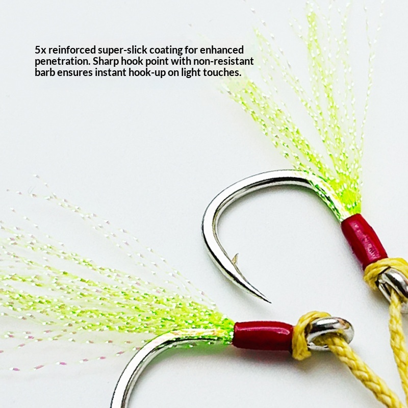 5x Strengthened Large-Bait Jig Hooks Luminous Wire Anti-Snag Design Double Hook for Sea Rock Lure Fishing-Mackerel Target – Fishhook – view 3