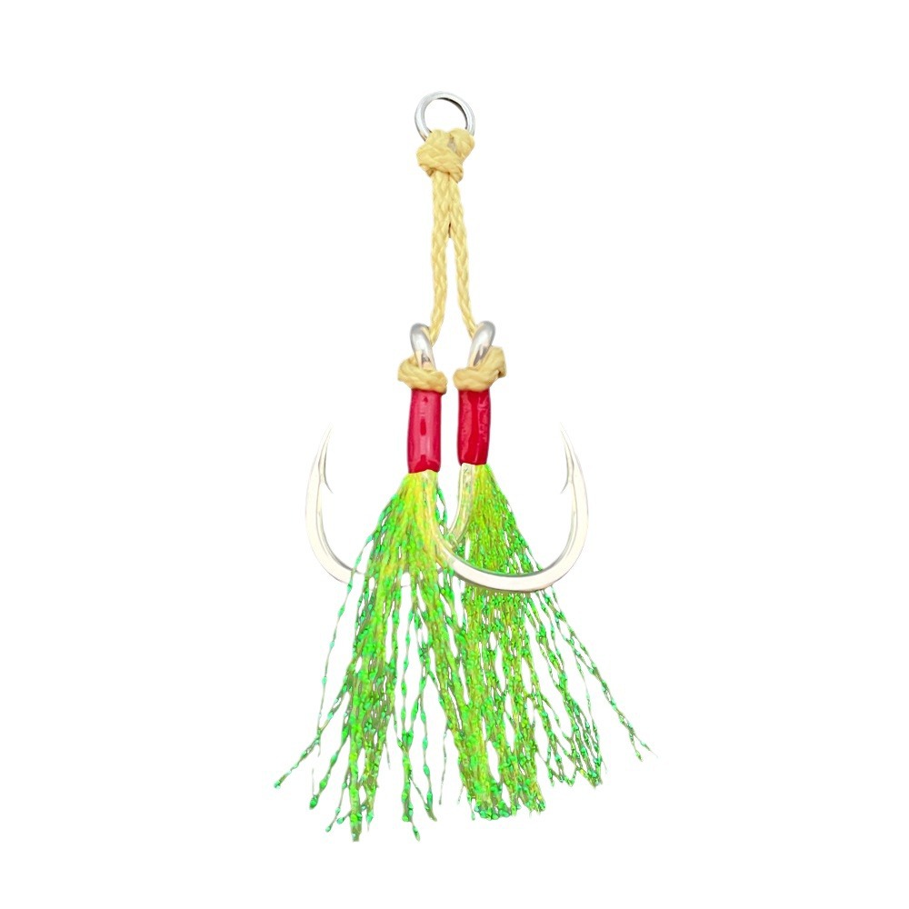 5x Strengthened Large-Bait Jig Hooks Luminous Wire Anti-Snag Design Double Hook for Sea Rock Lure Fishing-Mackerel Target – Fishhook – view 1