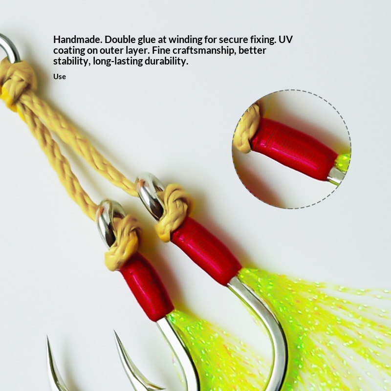 5x Strengthened Large-Bait Jig Hooks Luminous Wire Anti-Snag Design Double Hook for Sea Rock Lure Fishing-Mackerel Target – Fishhook – view 2