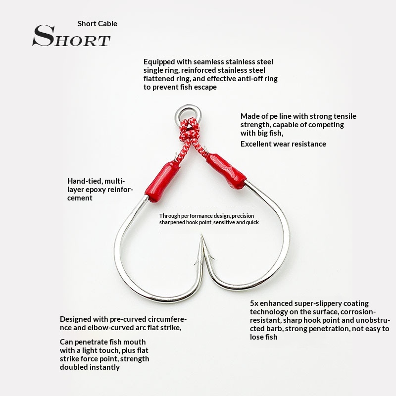 CHEERY High-Carbon Steel Double Hook for Sea Fishing Corrosion-Resistant 5x Reinforcement Big-Bait Lure Targeting Tuna & Bonito – Fishhook – view 2