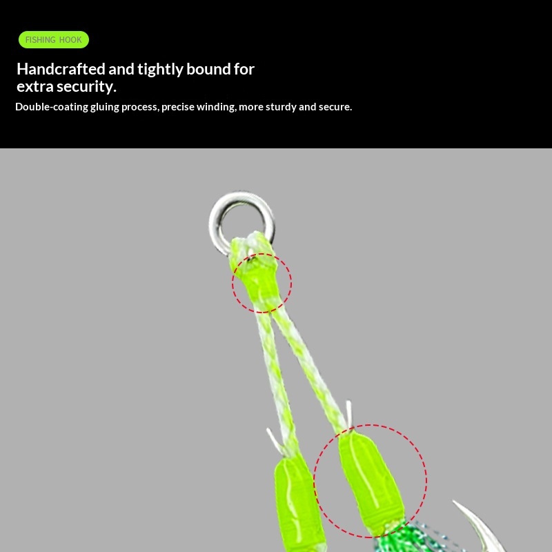 Factory Spot Wholesale Core-Wrapped High-Carbon Steel Double Sea Fishing Hooks Big-Bait Slow-Rolling Lure Jig – Fishhook – view 2