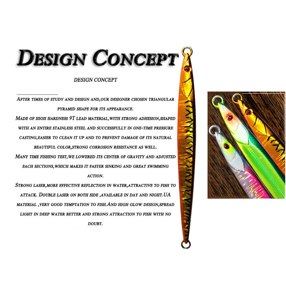 Bestseller Iron Plate Lure Fast-Sinking Glow-in-the-Dark Long Strip Quick-Pull Sea Boat Fishing Tuna Artificial Hard Bait – Metal Jig – view 3