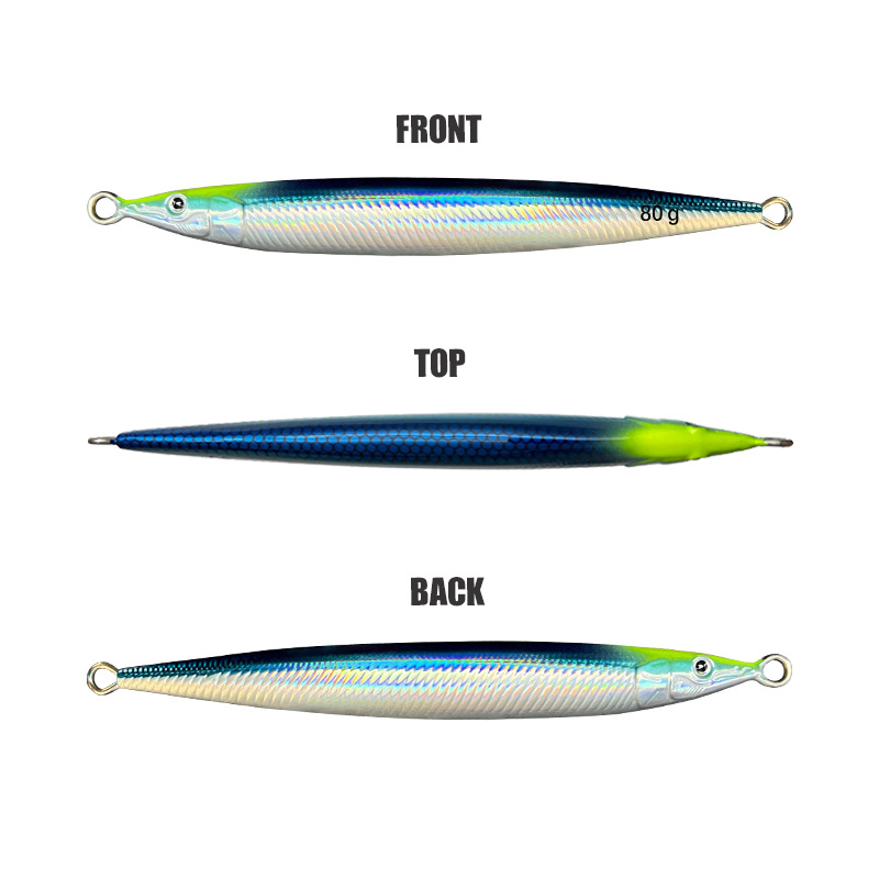 Japanese-Style Little Jack Luminous Fast-Sinking Metal Jig Iron Plate Bait 60g 80g 100g Sea Fishing Quick-Pulling Mackerel Squid – Hard Lure – view 5
