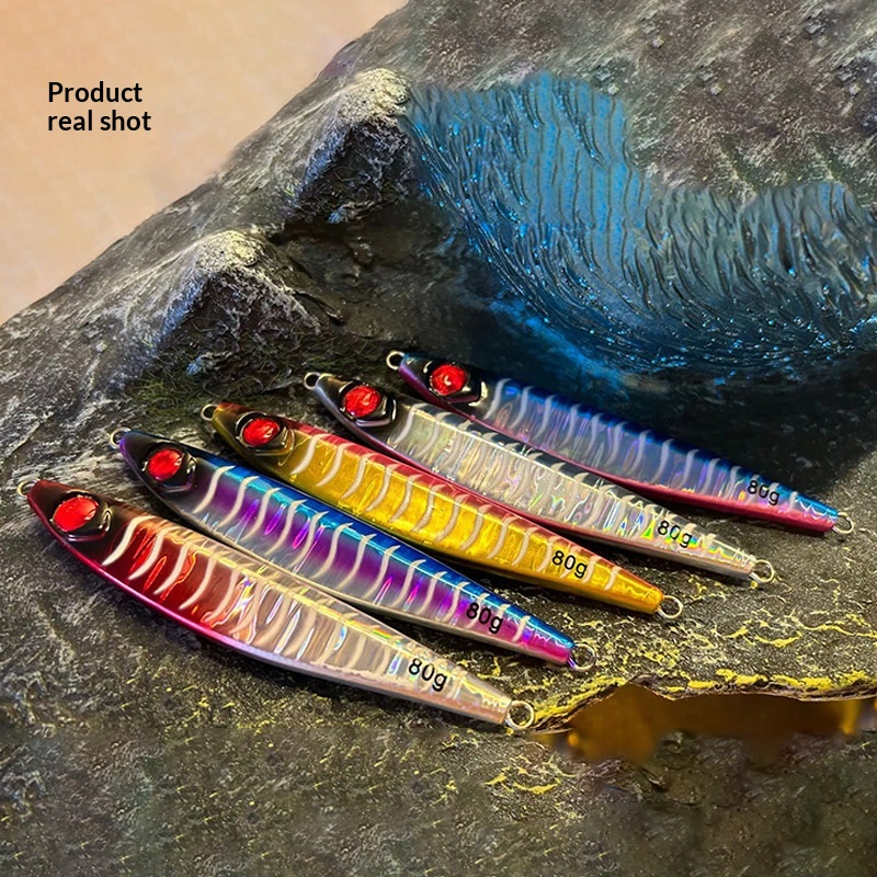 Boat Fishing Lure Iron Plate Bare Plate Noctilucent Long-Distance Sea Fishing Bait Wholesale 40g 60g 80g Sabiki Mackerel – Hard Lure – view 5