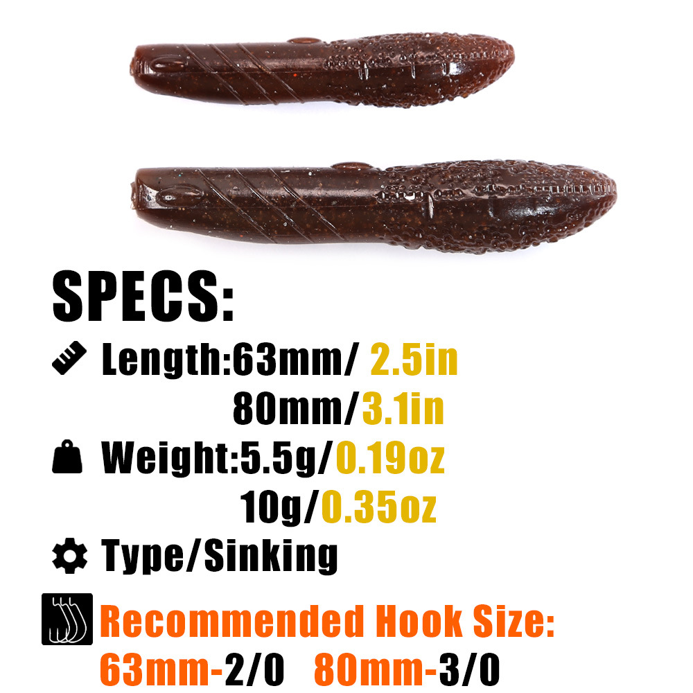 Potato Artificial Stainless Steel Bait 63cm 8cm Black Pit Bass Fishing Black Sinking Salt-Added Slow-Sinking Mandarin Fish Lure – Worms & Grubs – view 2