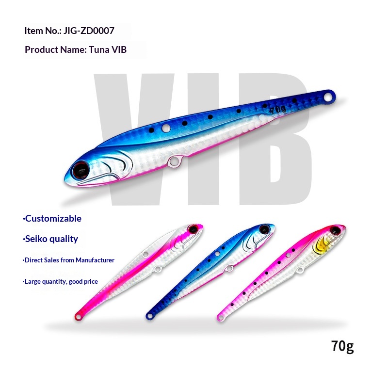 Glow-in-the-Dark Sea Fishing VIB Lure Metal Jig Bait Artificial Heavy 70g Sinking Fish Bait Enhanced Three Hooks Saltwater Fish – Hard Lure – view 4