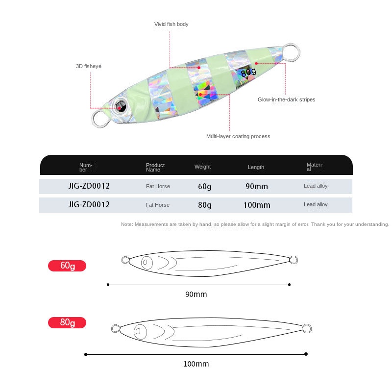 CHEERY Direct Sales Metal Jig Lure Iron Plate Bait Drop-Shot Lead Fish Artificial Hard Bait 60g Saltwater Fish No Hooks – Hard Lure – view 2
