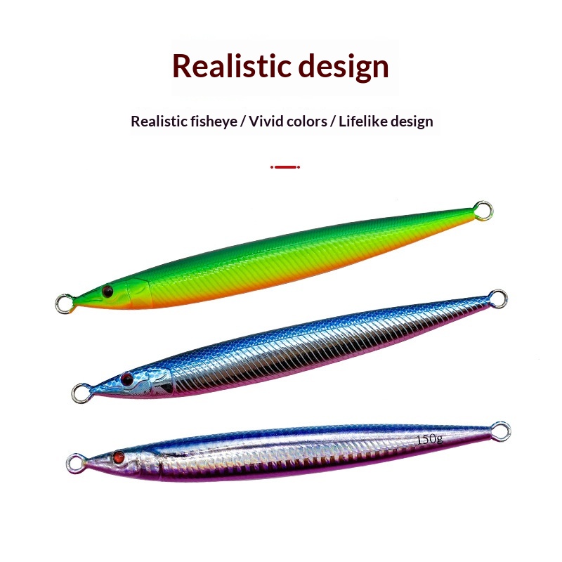 Sea Fishing Shore Casting Jigging Lure Iron Plate Long Strip Full-Depth Jig 150g 180g Lead Fish Bare Plate – Hard Lure – view 3