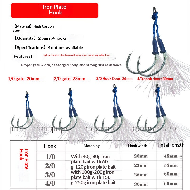Bestseller Bright Silk Double Hook Lure Slow Jigging Sea Fishing Boat Fishing Strong Pulling Power Fishhook – Fishhook – view 3