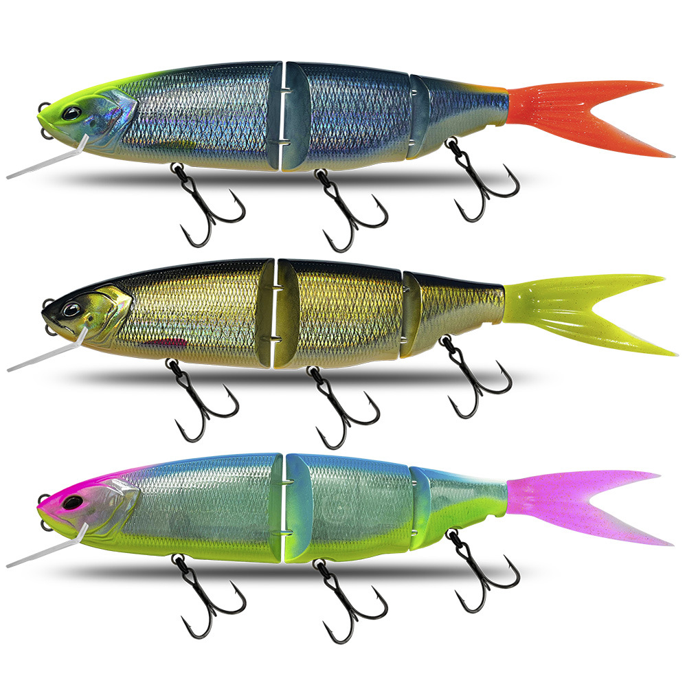 Domestic Large Multi-segment Composite Swim Bait 350mm Three-section Floating Artificial Hard Bait Plastic Hooks Double Tails – Hard Lure – view 3