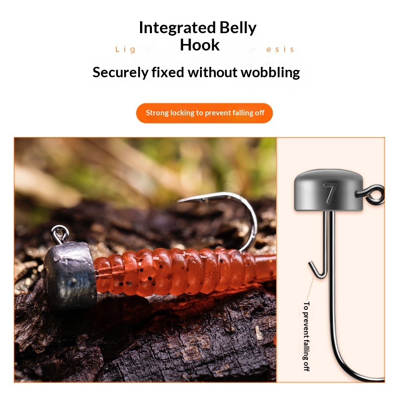Die-casting Ned Lead Head Hook Bass Fishing Lure Soft Bait Black Pit Mandarin Fish 7g Micro-Object Reinforced Blood Groove River – Fishhook – view 2