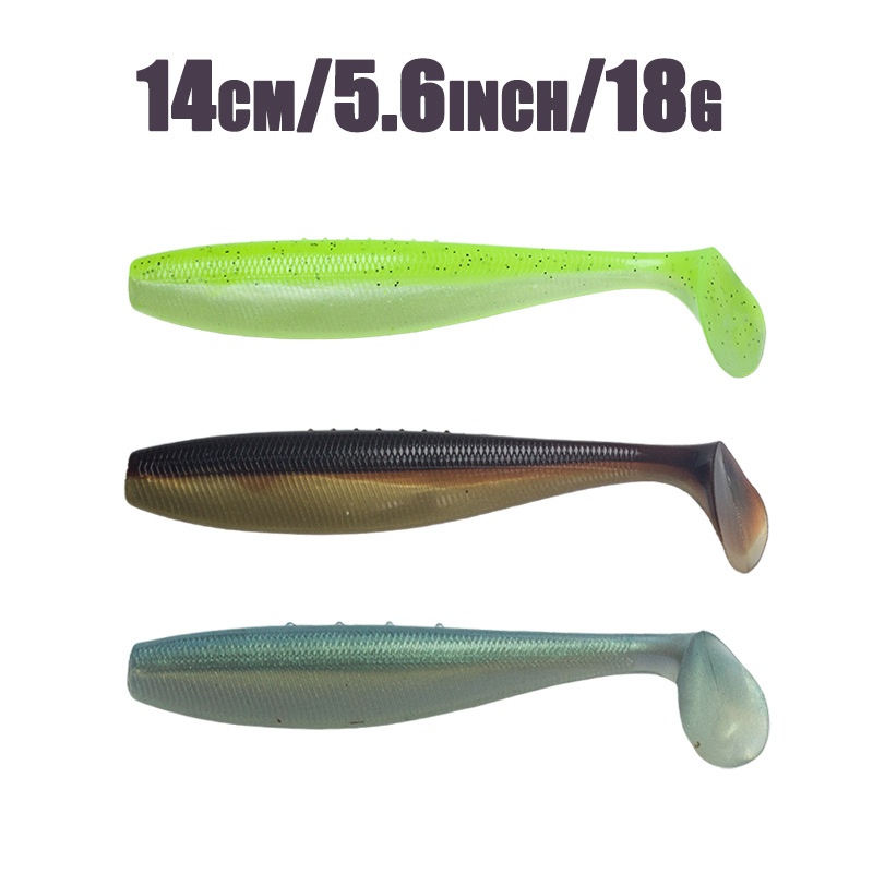 3pcs 14cm/18g Big T Tail Fish Sinking Lure Jigging Bionic Soft Bait Without Hooks Sea Fishing Freshwater Grouper Snapper PVC – Soft Lure – view 2
