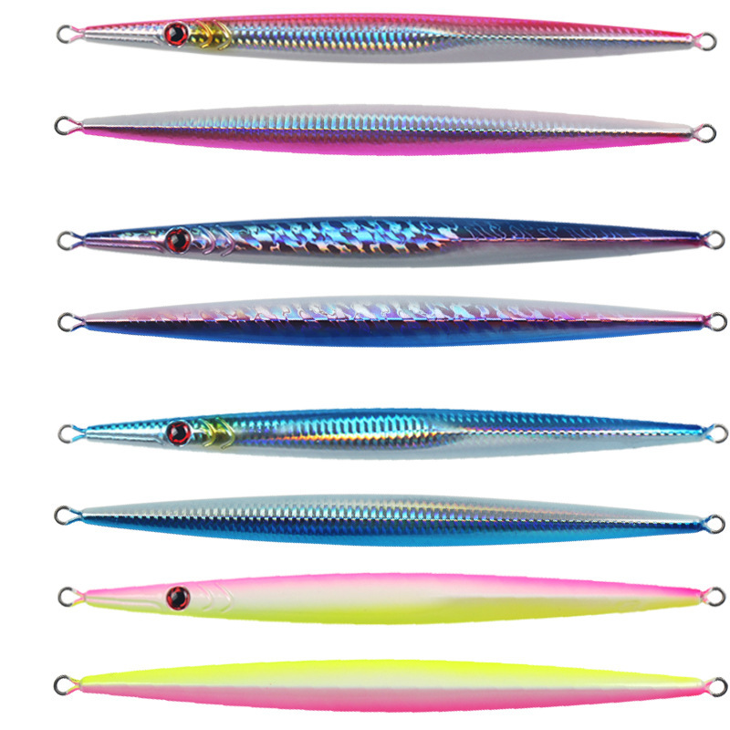 Iron Plate Lead Lure Slow Shake Long Strip Fast-Sinking Quick Retrieve Laser Glow-in-the-Dark 300g JIG Boat Fishing Lure Hooks – Hard Lure – view 1