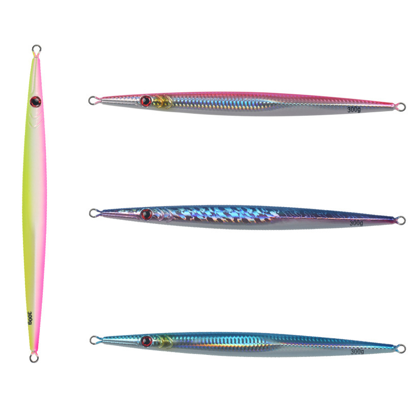 Iron Plate Lead Lure Slow Shake Long Strip Fast-Sinking Quick Retrieve Laser Glow-in-the-Dark 300g JIG Boat Fishing Lure Hooks – Hard Lure – view 5