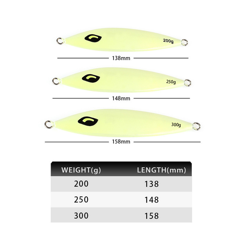 Deep-Sea Slow-Rolling Luminous Metal-Plate Laser Lure Bait 200g 250g 300g Slow-Sinking Lead Fish Bait Artificial Hard Bait Hooks – Hard Lure – view 2