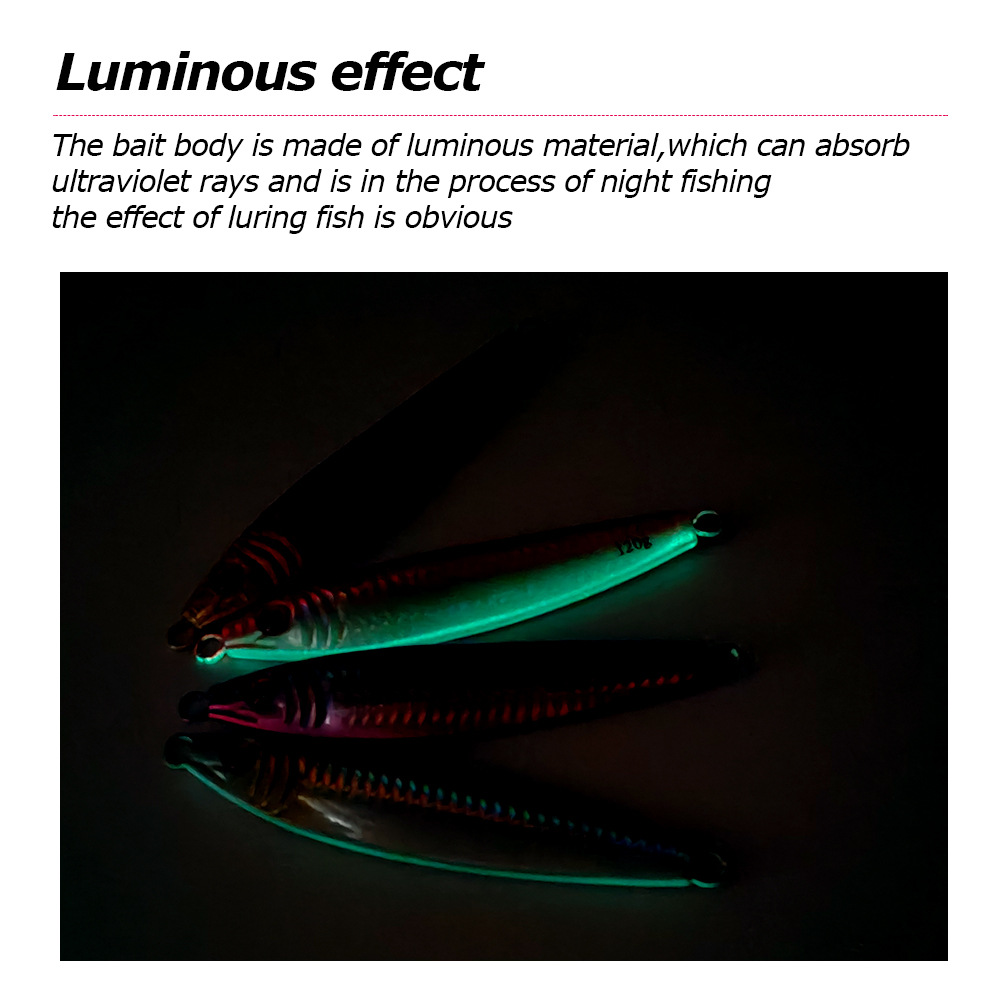 Iron-Plate Lure Snake-Shaped Model S 4 Colors Slow-Rolling Long-Cast Laser Metallic Lead Fish Hard Bait Hooks Bass Night-Glow – Hard Lure – view 5