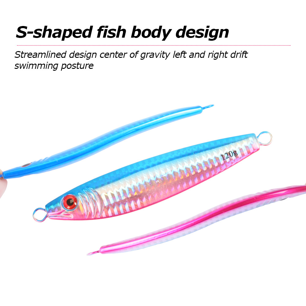 Iron-Plate Lure Snake-Shaped Model S 4 Colors Slow-Rolling Long-Cast Laser Metallic Lead Fish Hard Bait Hooks Bass Night-Glow – Hard Lure – view 4