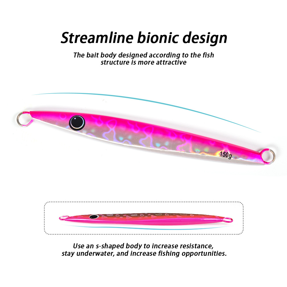 Fast-Sinking Artificial Hard Bait Jig Lure 150g Long-Cast Laser Metal Lead Jig Without Hooks for Jigging – Hard Lure – view 3