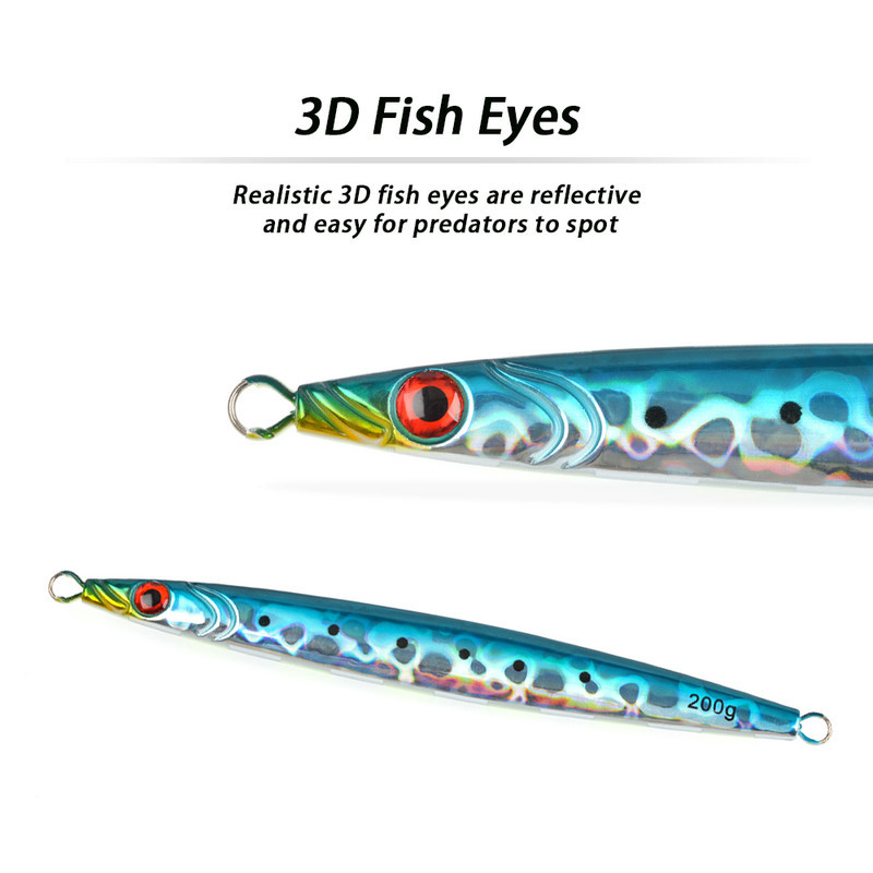 Pave Way Cross-Border Iron Plate Lure Bait Long-Distance Casting Laser Metal Lead Fish Hard Bait 150g/200g Luminous Colors – Hard Lure – view 4