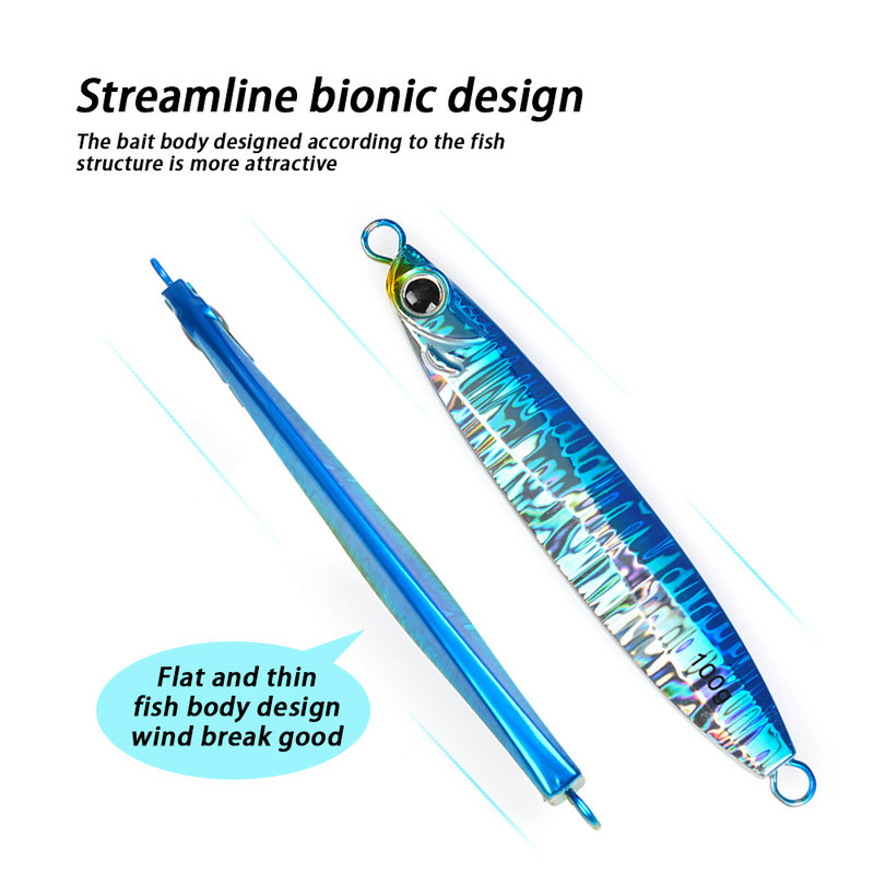 Japanese-Style Laser 60g 100g Iron Plate Lure Boat Fishing Sea Fishing Artificial Hard Bait Lead Fish Mackerel/Barracuda Bait – Hard Lure – view 5