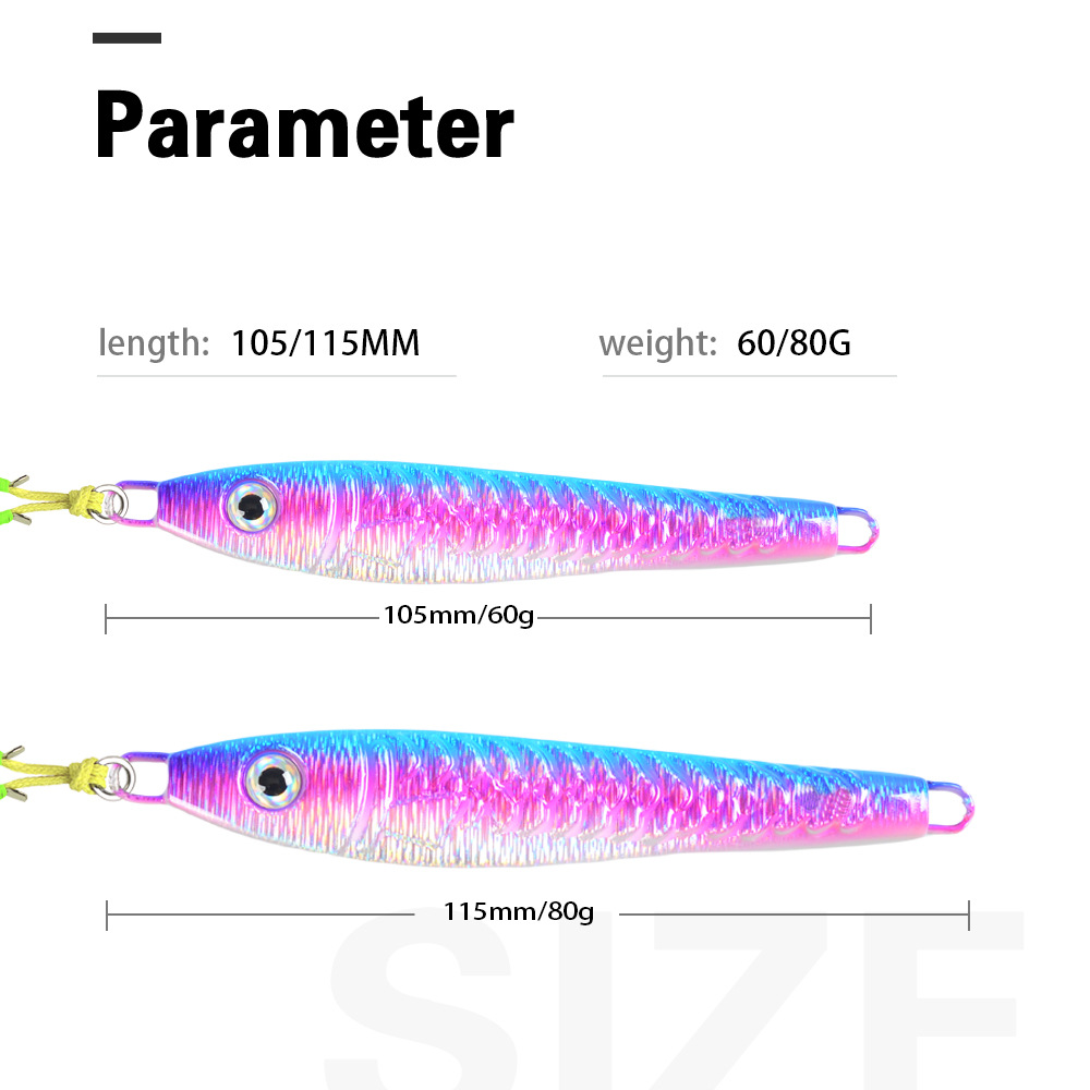 Lure Jig Overturned Hook Long-Cast Freshwater Saltwater Fishing Lure 60g 80g Lead Fish Jig for Bass Model JIG-003-005 – Fishhook – view 3