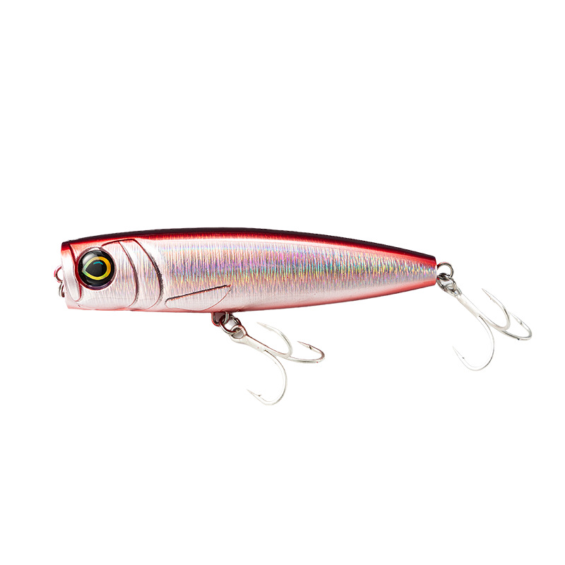 130mm/60g New Stainless Steel Sea Fishing Popper Lure 3D Surface Skittering Artificial Hard Bait Fishing Tackle Bionic Wholesale – Hard Lure – view 1