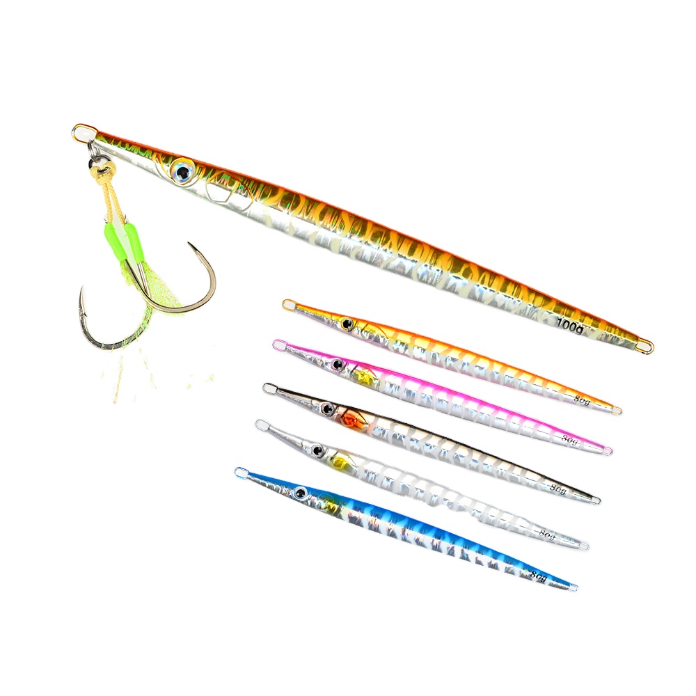 Cross-Border Hot-Selling Fast-Sinking Metal Jig UV Luminous Artificial Hard Bait Sea Fishing Boat Fishing Spanish Mackerel 80g – Hard Lure – view 1