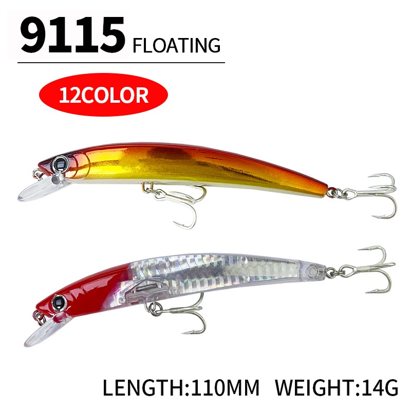 Cheery Lure 11cm/14g Floating Minnow Artificial Hard Bait Stainless Steel With Hooks Sea Fishing Long Distance Throwing Bionic – Minnow – view 4