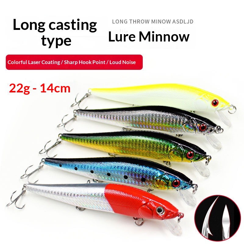 14cm 22g Stainless Steel Long-Throwing Sea Bass Killer Lure Large Minnow Artificial Hard Bait Ball Bearing for Cross-Border – Hard Lure – view 5