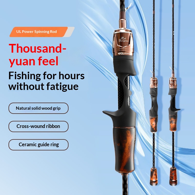 For Mandarinfish Spinning Rod Solid Wood Grip Carbon Tip Straight/Gun Handle Fast Action Lake Fishing – Fishing Rod – view 3