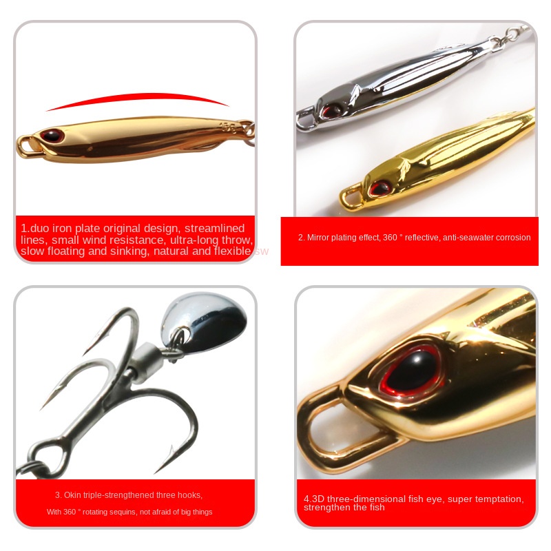 Lexin Spanish Mackerel Iron Plate Long Cast Mirror Plating DUO Rotating Sequins Fast Pumping Silver Sea Fishing Artificial Hard – Hard Lure – view 4