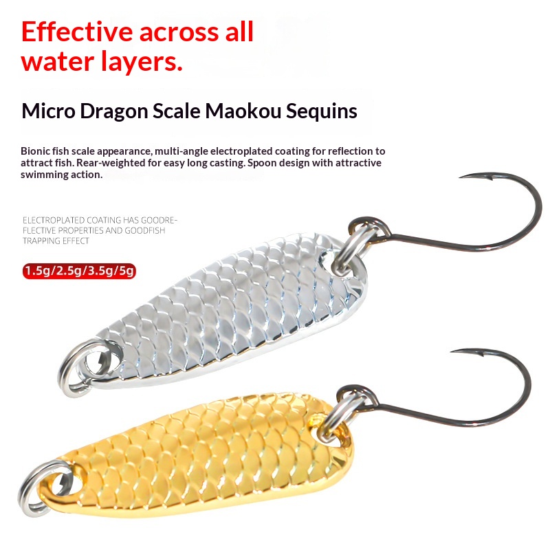 Dragon Scale Fish Mouth Sequin Stream Lure Bare Blade Micro Lure Bait Snapper Grass Carp White Striped Fish Zinc Alloy Hooks – Hard Lure – view 5