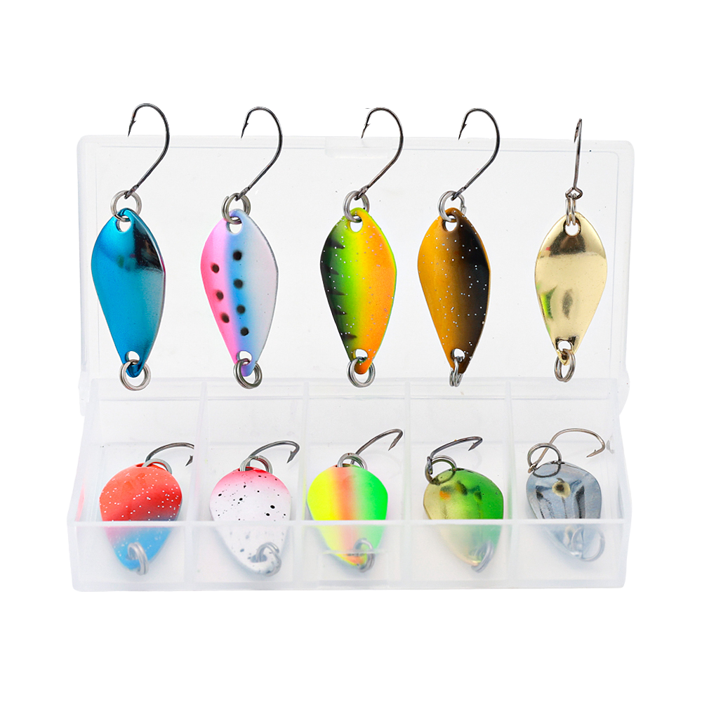 LUSHAZER 10pcs/lot Fishing Lure Spoon Set 5g Metal Hard Baits Wobblers Artificial Bait for Zander Pike Trout – Spoon & Spinner – view 1