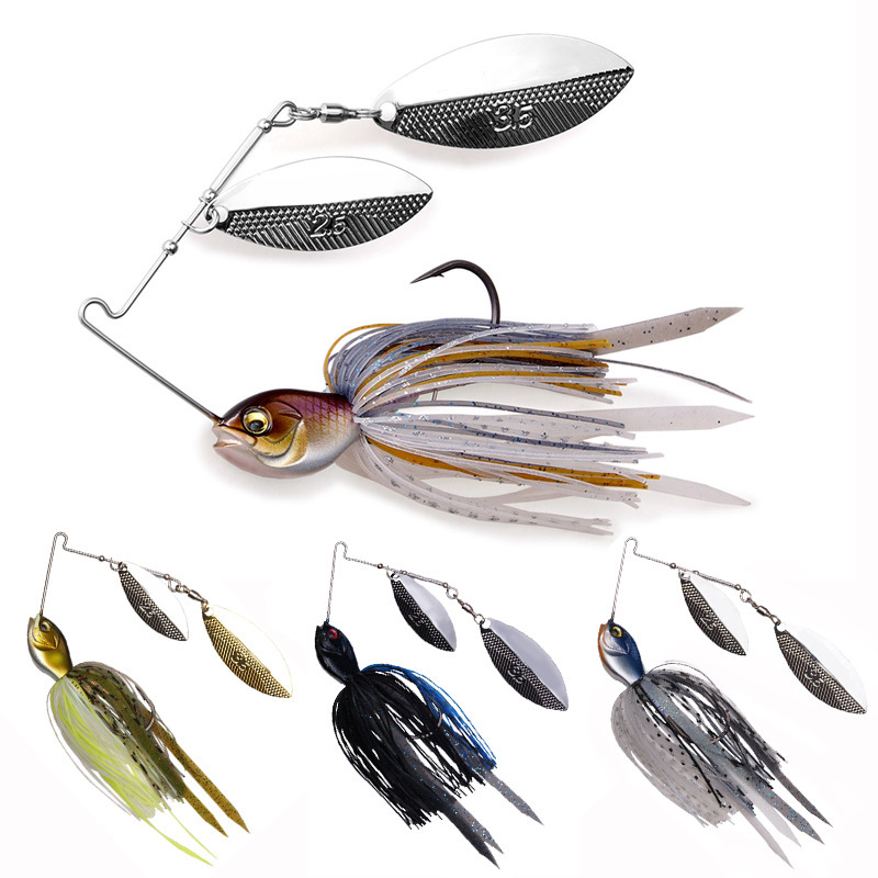 New 18g 8Colors 120mm Sinking Buzz Bait Bass Big Mouth Swimbait Chatterbait SV-3 Double Willow Spinnerbait for Saltwater Fish – Spoon & Spinner – view 1