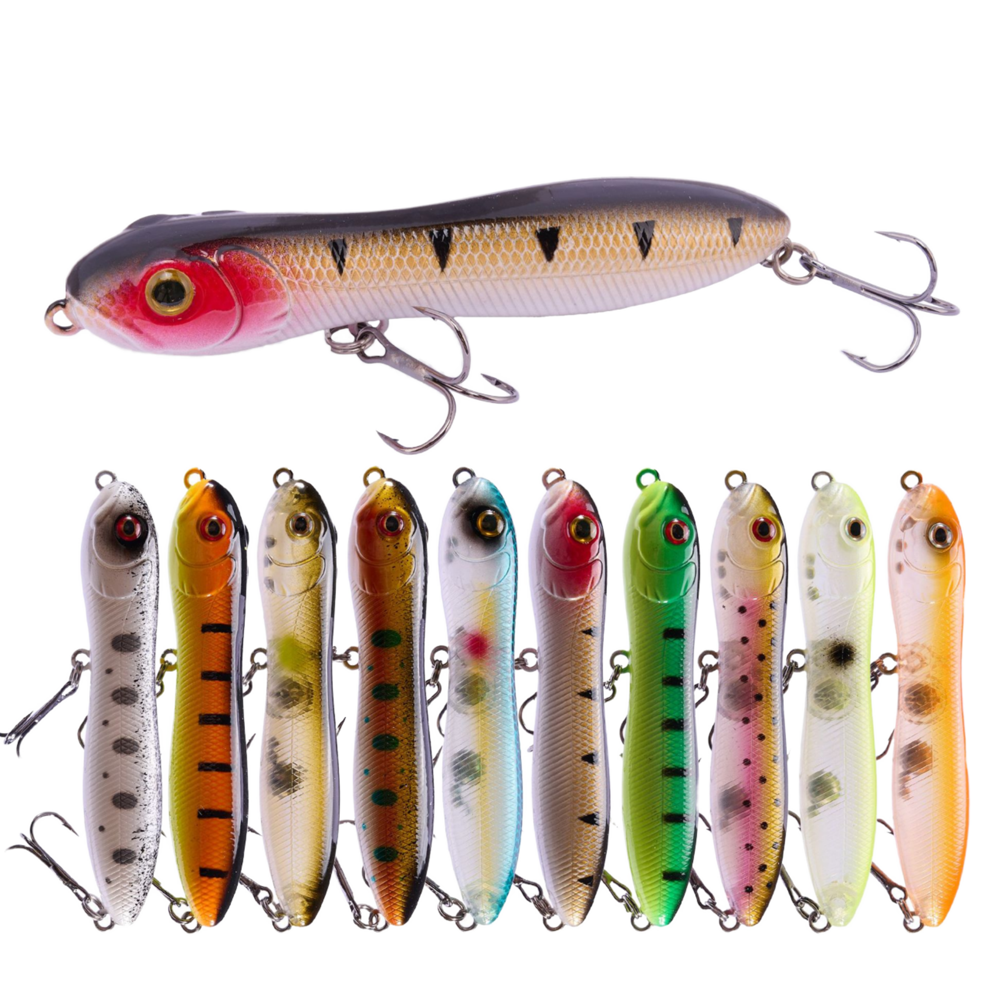 100mm/16g 10 Colors New Lure Pencil Hard Lure Sound Bead PVC Far Throw Shallow Water Snake Minnow Lure Saltwater Fish Carp – Hard Lure – view 1