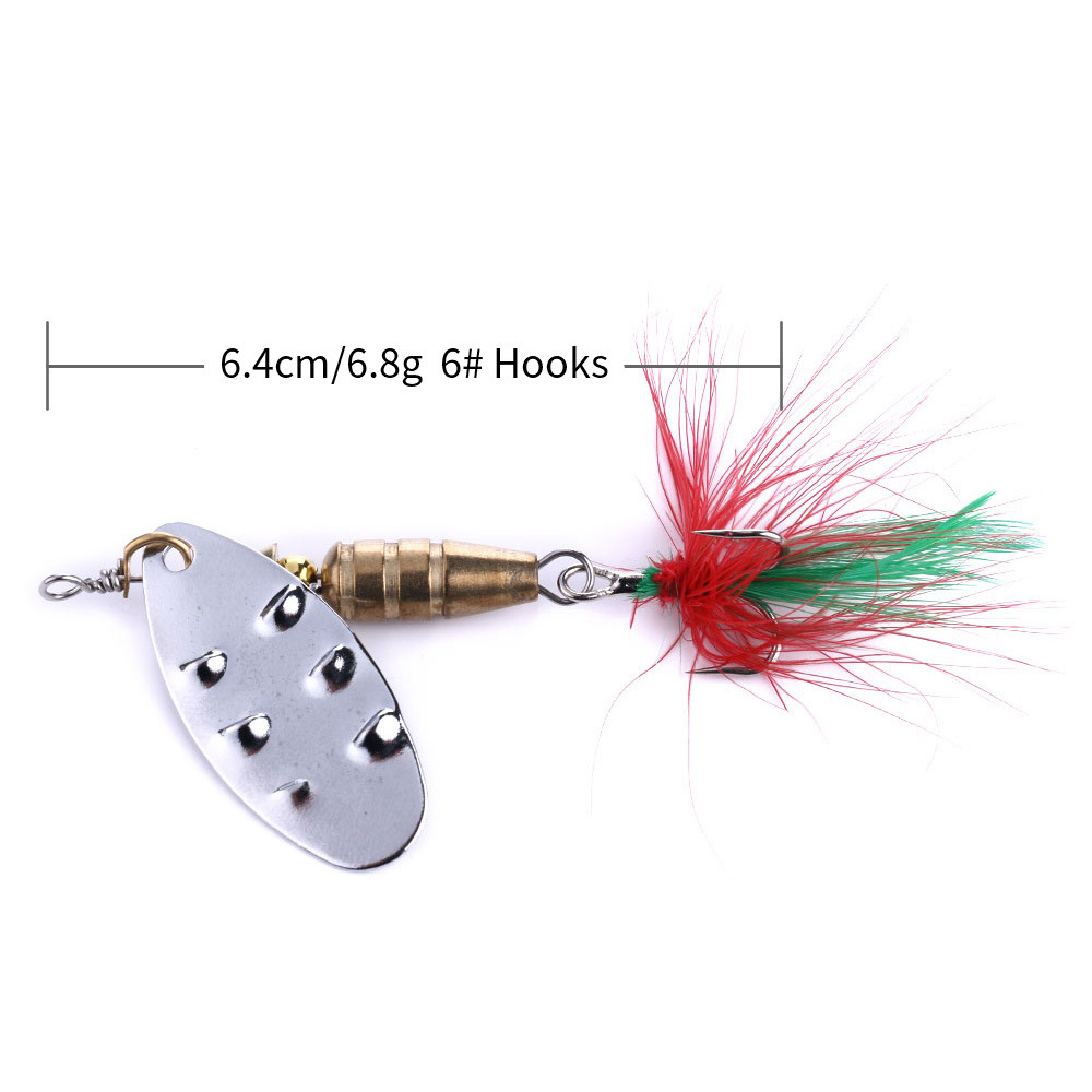Wholesale SP053 6.8cm 7.4g Artificial Metal Spinner Baits Spoon Fishing Lures with Feather Hook for Saltwater & Fly Fishing – Spoon & Spinner – view 4