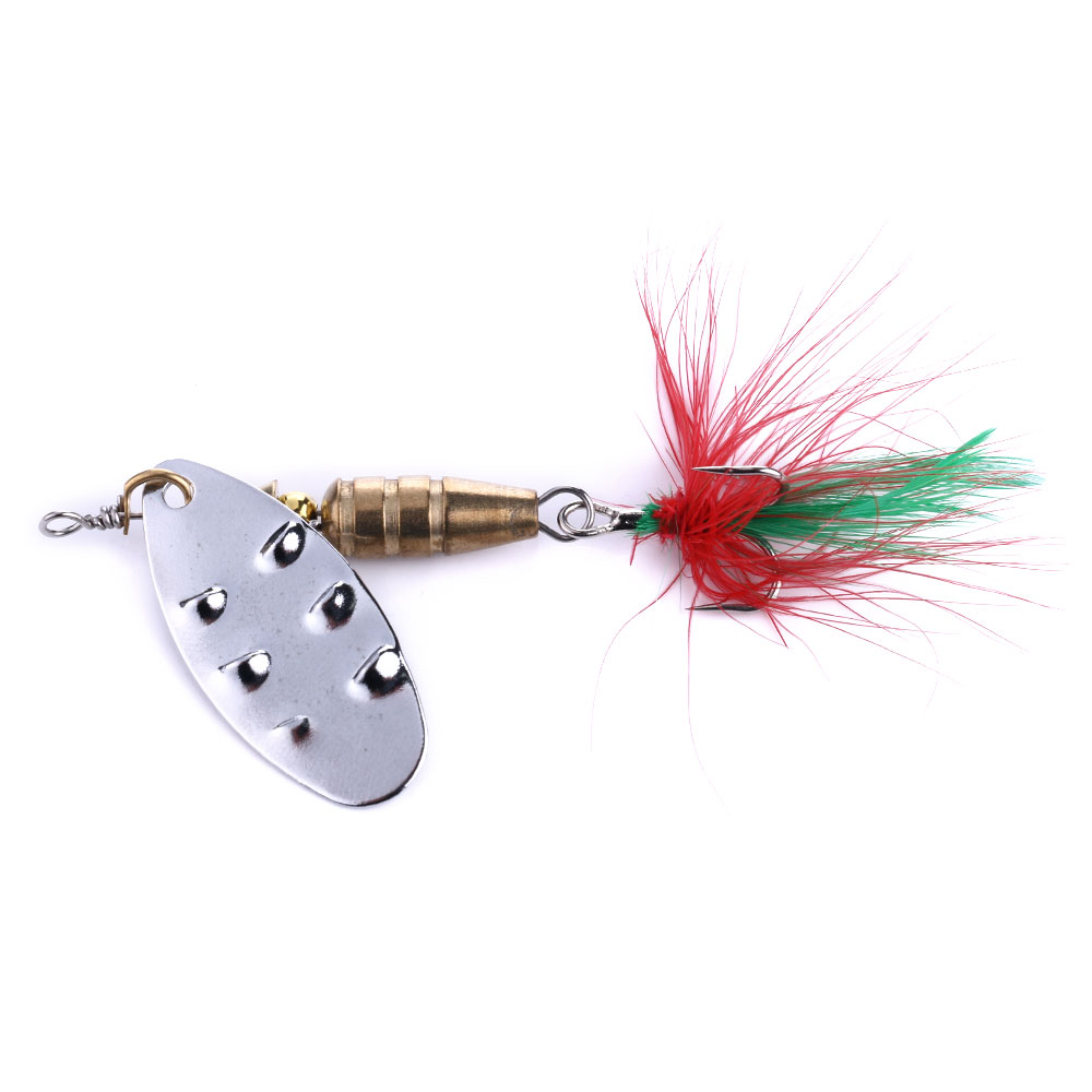 Wholesale SP053 6.8cm 7.4g Artificial Metal Spinner Baits Spoon Fishing Lures with Feather Hook for Saltwater & Fly Fishing – Spoon & Spinner – view 1