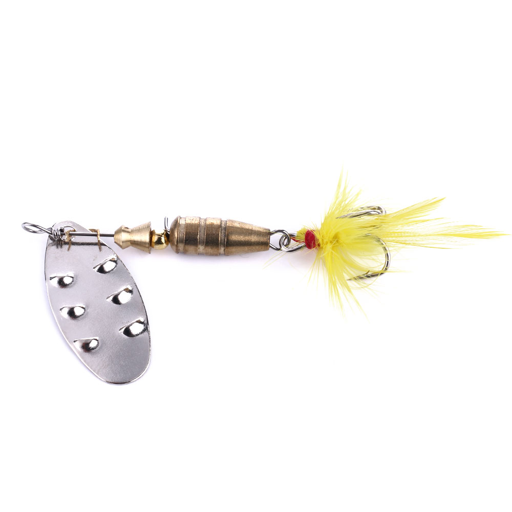 Wholesale SP053 6.8cm 7.4g Artificial Metal Spinner Baits Spoon Fishing Lures with Feather Hook for Saltwater & Fly Fishing – Spoon & Spinner – view 2