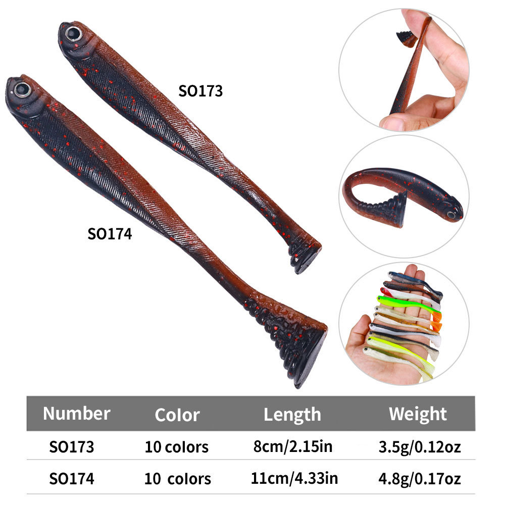 Wholesale SO173/SO174 8cm/3.5g 11cm/4.8g Artificial Soft Plastic Baits Fishing Lures with T Tail for Ice Saltwater & Fly Fishing – Soft Lure – view 3
