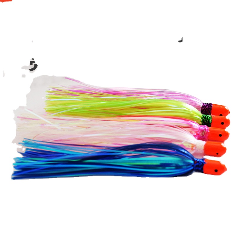 SUPERIORFISHING 5pc 12cm Lead Head Flash Teaser Big Hole Head Artificial Soft Bait Polyester Mylar Tinsel Fishing Saltwater Fish – Soft Lure – view 1