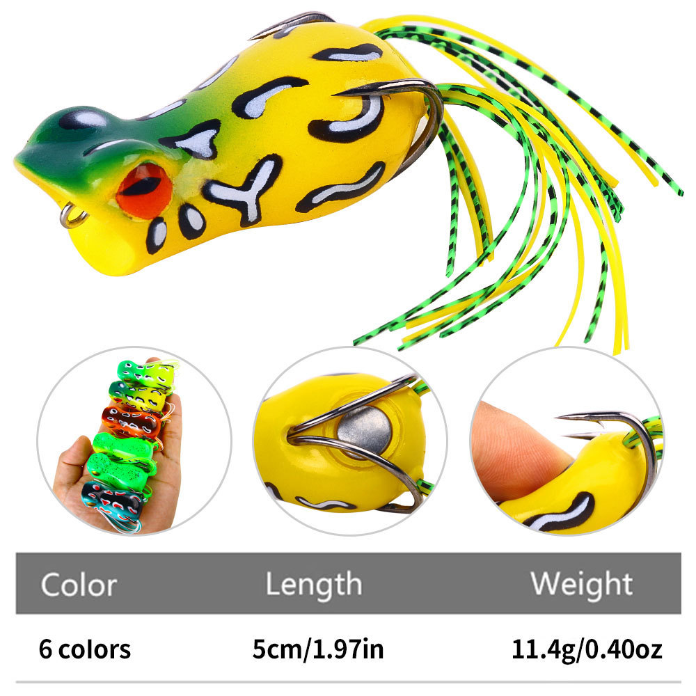 For FO022 5cm 11.4g Artificial Soft ABS Top Water Frog Lure with Long Skirt Tail for Saltwater Fishing – Frog – view 4