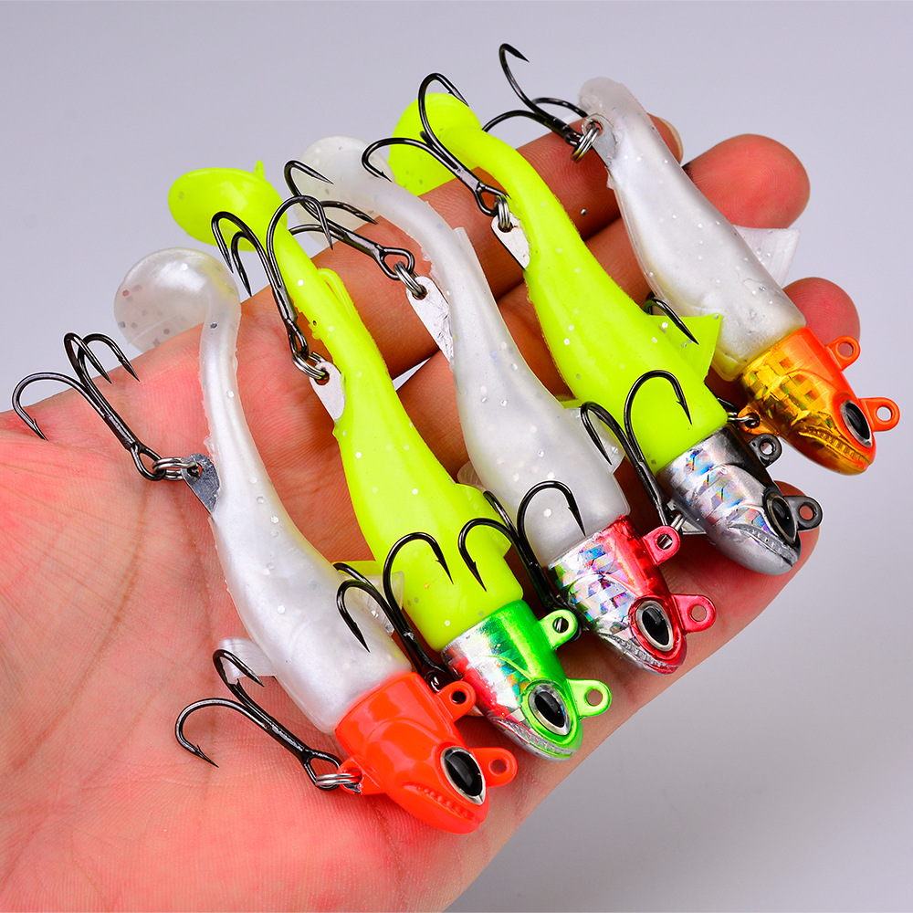 LETOYO 13.5g-56g 5 Color Artificial Soft Bait Saltwater T Tail Pinfish PVC Fishing Lures for River Use with Hooks – Soft Lure – view 3