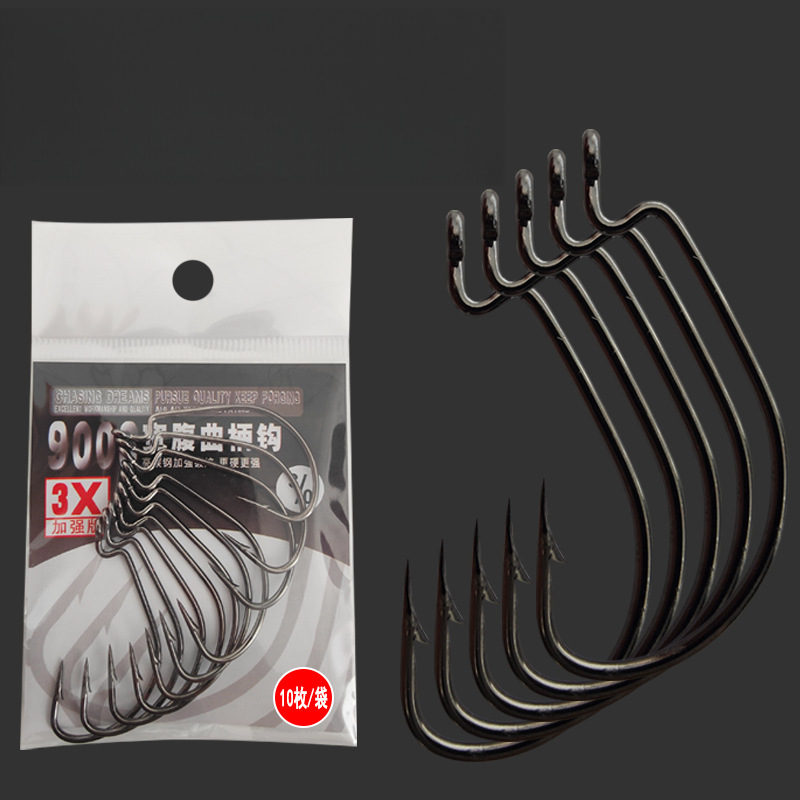Enhanced Wide Gap Crank Hook, Lure Fishing Offset Hook for Texas Rig, Soft Bait Worm Hook, Fishing Tackle – Fishhook – view 1