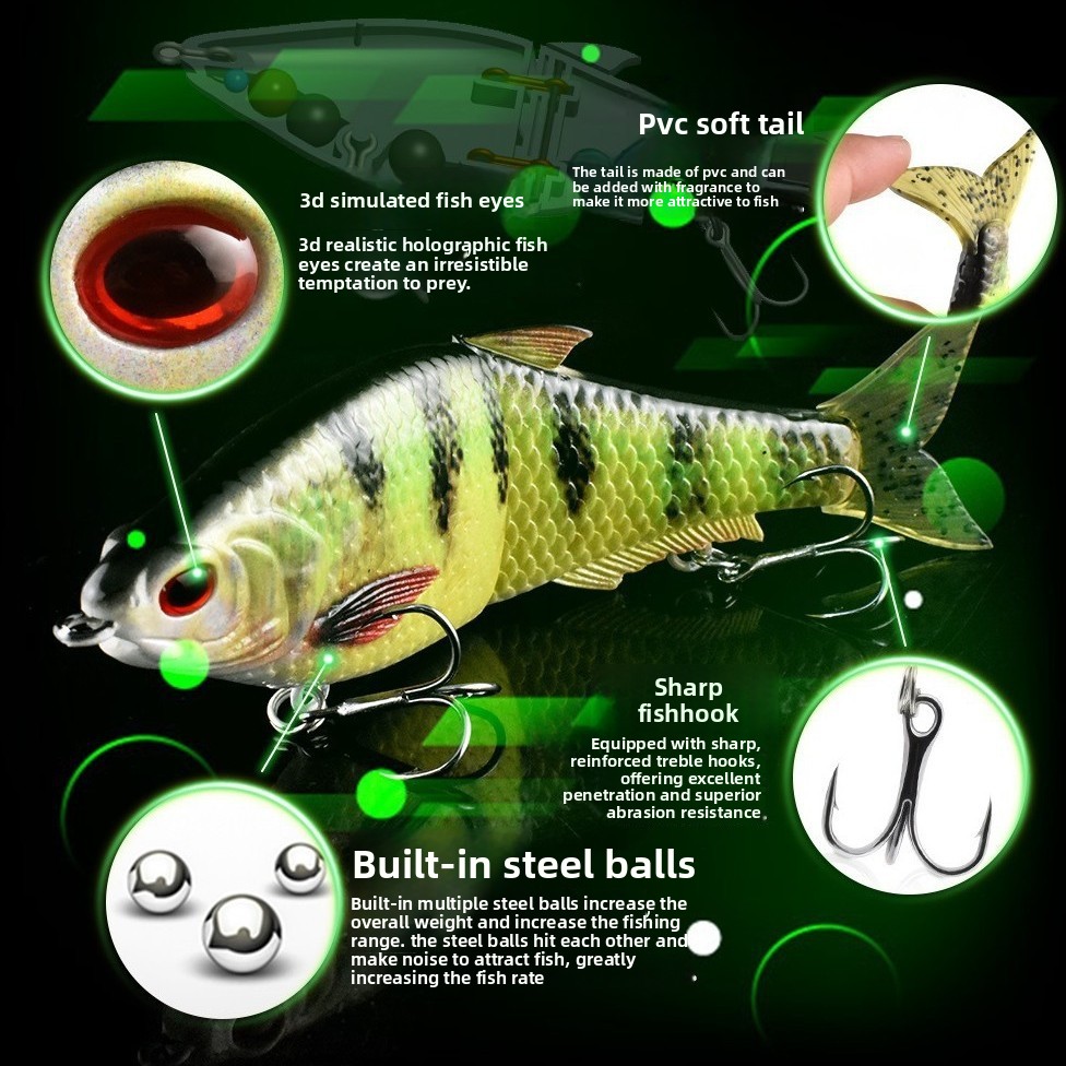 CHEERY Lure Artificial Hard Bait Hard Tail Two Vib Simulation S-Shaped Swimming Bionic Lure Fishing Gear With Hooks – Hard Lure – view 3