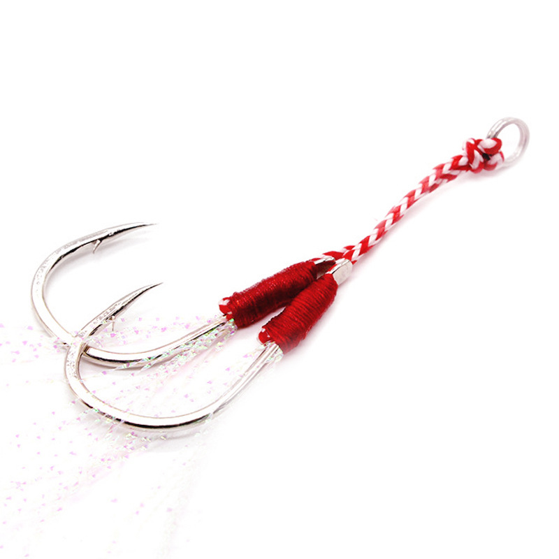 Lexin Luya Lead Fish Feather Double Hook Sea Fishing Strengthening Slow Shake Hook Sharp Not Easy Corrosion GZ013 Pack of 10 – Fishhook – view 1