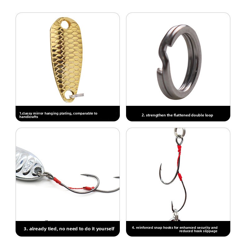 Stainless Steel Bass Fishing Hook with Sequin Stream Design Live Bait for Mandarin Fish-Long Lin Ma Kou – Fishing Lure – view 5