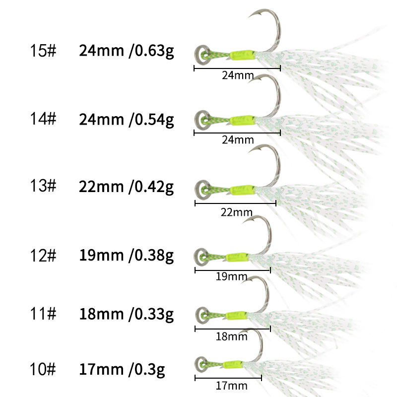 Luminous Iron Plate Single Hook Bright Silk Fluorescent Green Feather Accessories Reinforcing Black Lat Hook GZ018 Bass – Fishhook – view 2